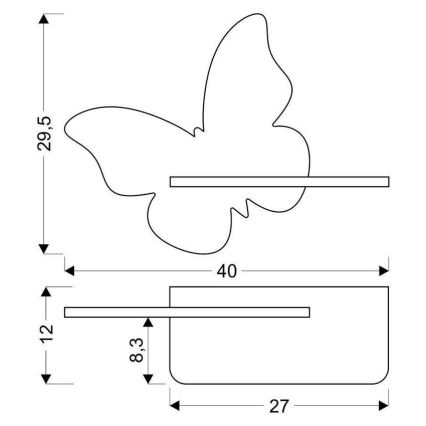 Aplique infantil LED con estante MARIPOSA LED/5W/230V amarillo/madera
