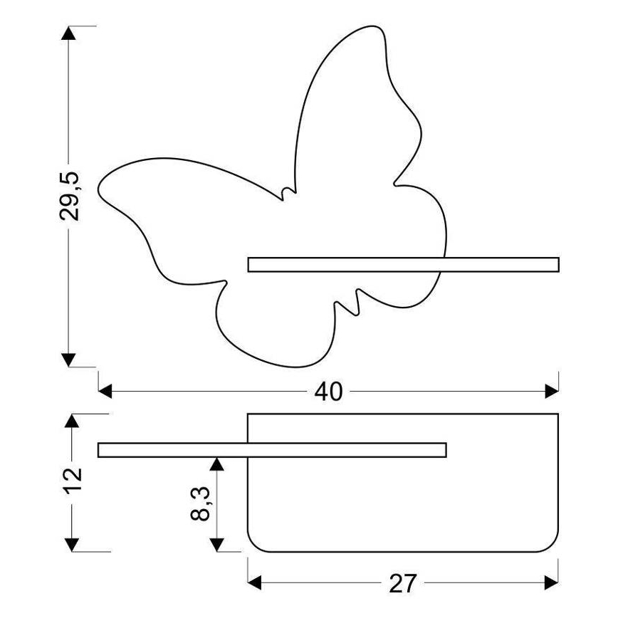 Aplique infantil LED con estante MARIPOSA LED/5W/230V amarillo/madera