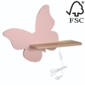 Aplique infantil LED con estante MARIPOSA LED/5W/230V rosa/madera