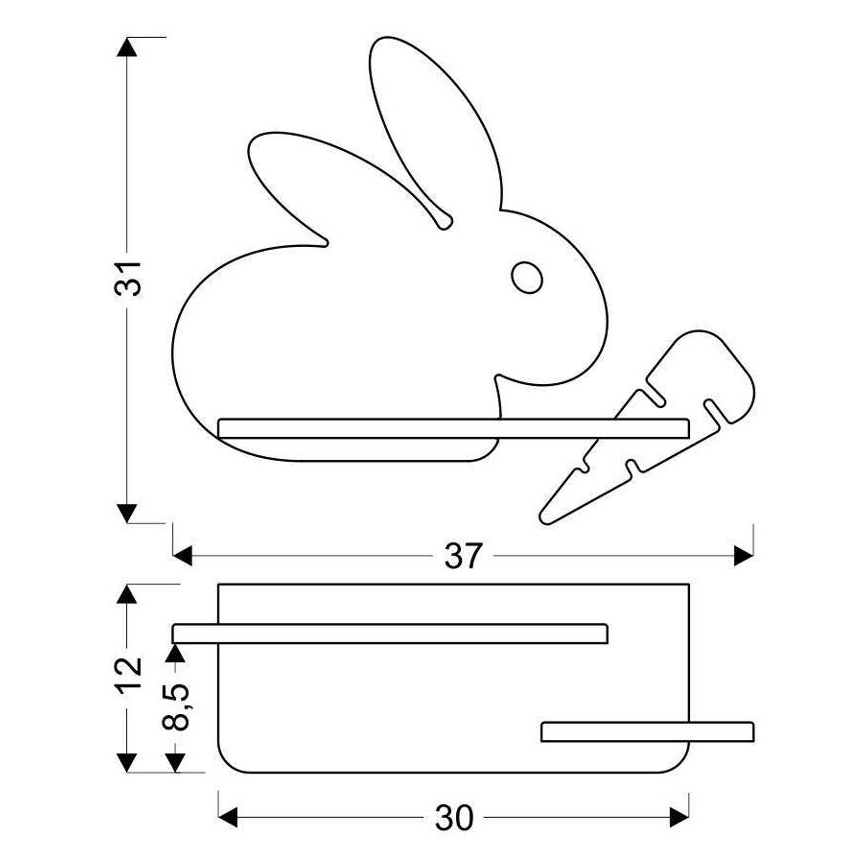 Aplique infantil LED con estante RABBIT LED/4W/230V gris/blanco/madera