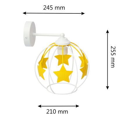 Aplique infantil STARS 1xE27/15W/230V amarillo/blanco