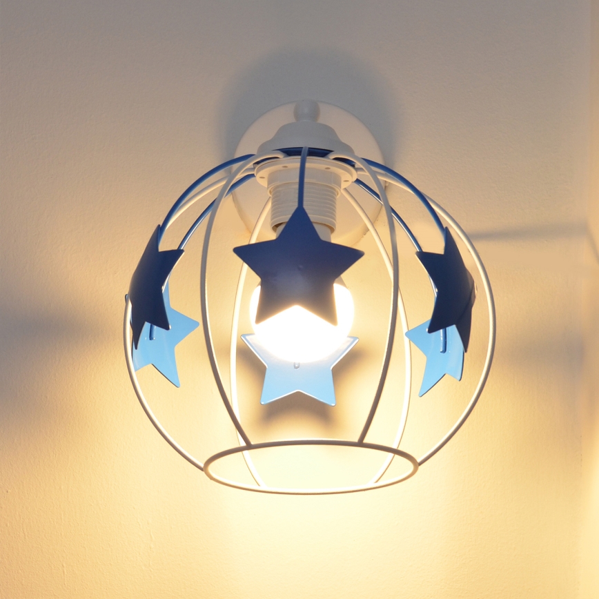 Aplique infantil STARS 1xE27/15W/230V azul/blanco