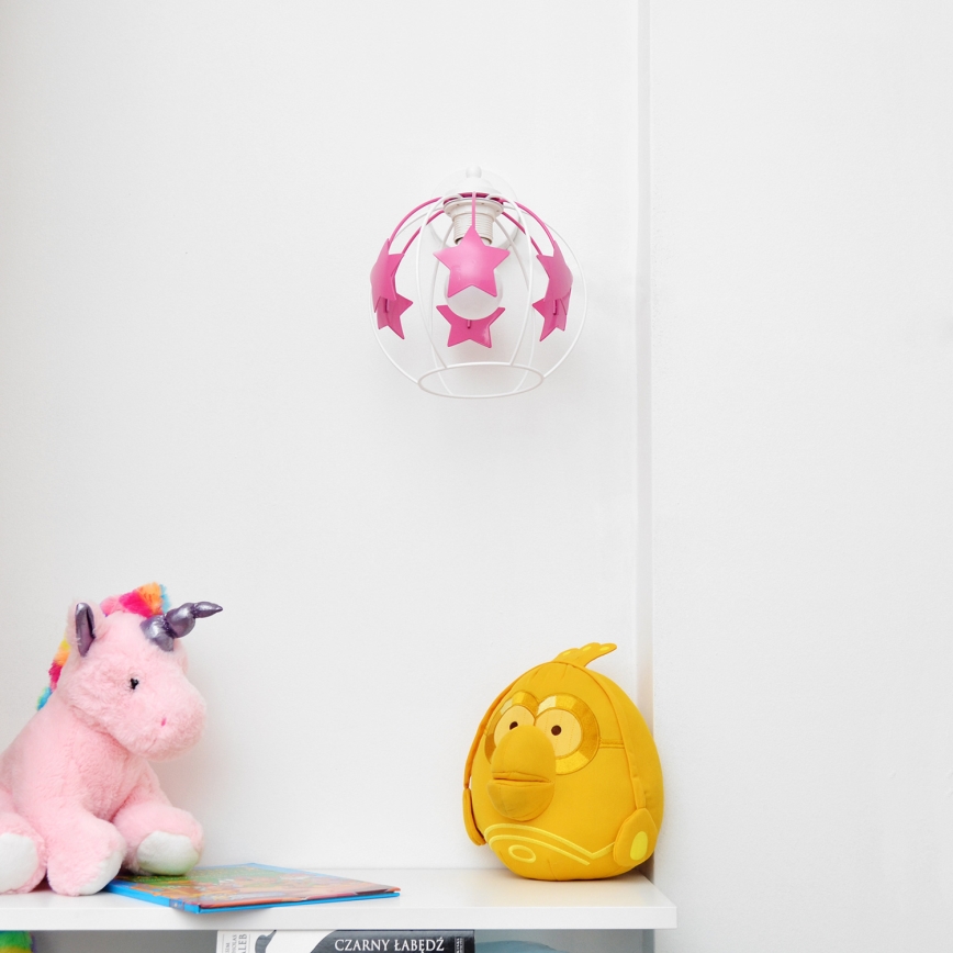 Aplique infantil STARS 1xE27/15W/230V rosa/blanco