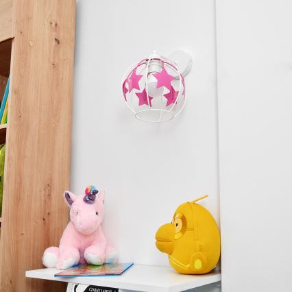 Aplique infantil STARS 1xE27/15W/230V rosa/blanco