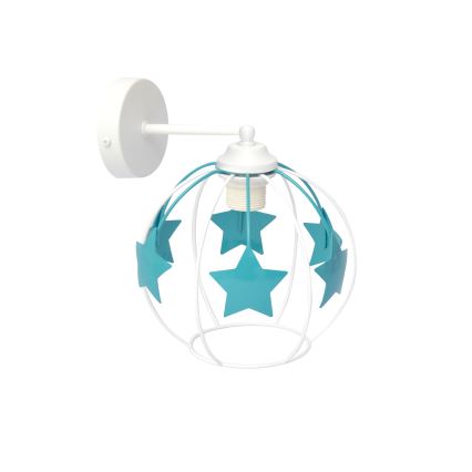 Aplique infantil STARS 1xE27/15W/230V turquesa/blanco