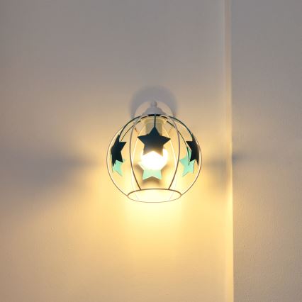 Aplique infantil STARS 1xE27/15W/230V turquesa/blanco