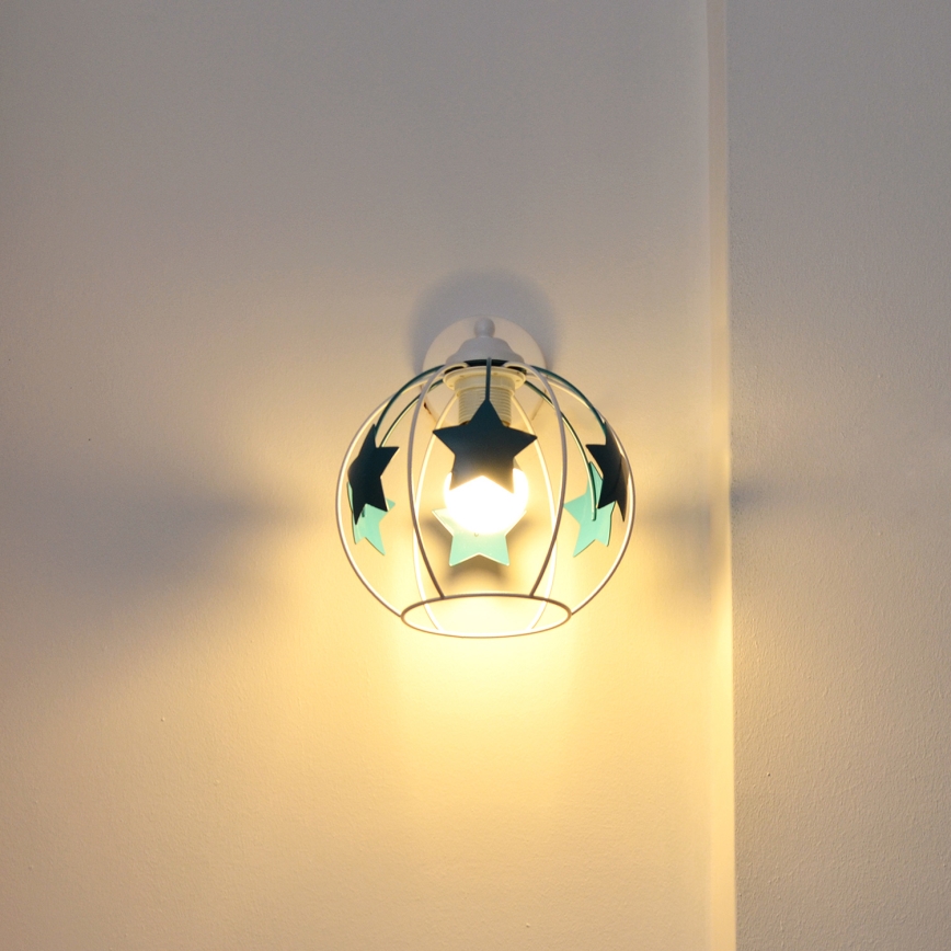 Aplique infantil STARS 1xE27/15W/230V turquesa/blanco