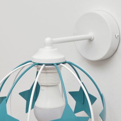 Aplique infantil STARS 1xE27/15W/230V turquesa/blanco