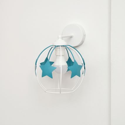 Aplique infantil STARS 1xE27/15W/230V turquesa/blanco