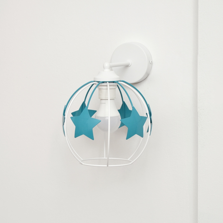Aplique infantil STARS 1xE27/15W/230V turquesa/blanco