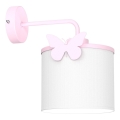 Aplique infantil SWEET 1xE27/15W/230V blanco/rosa/mariposa