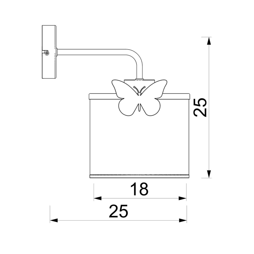 Aplique infantil SWEET 1xE27/15W/230V blanco/rosa/mariposa