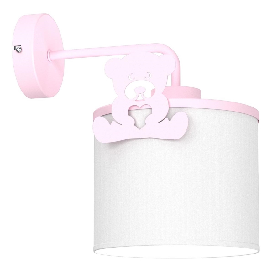 Aplique infantil SWEET 1xE27/15W/230V blanco/rosa/osito