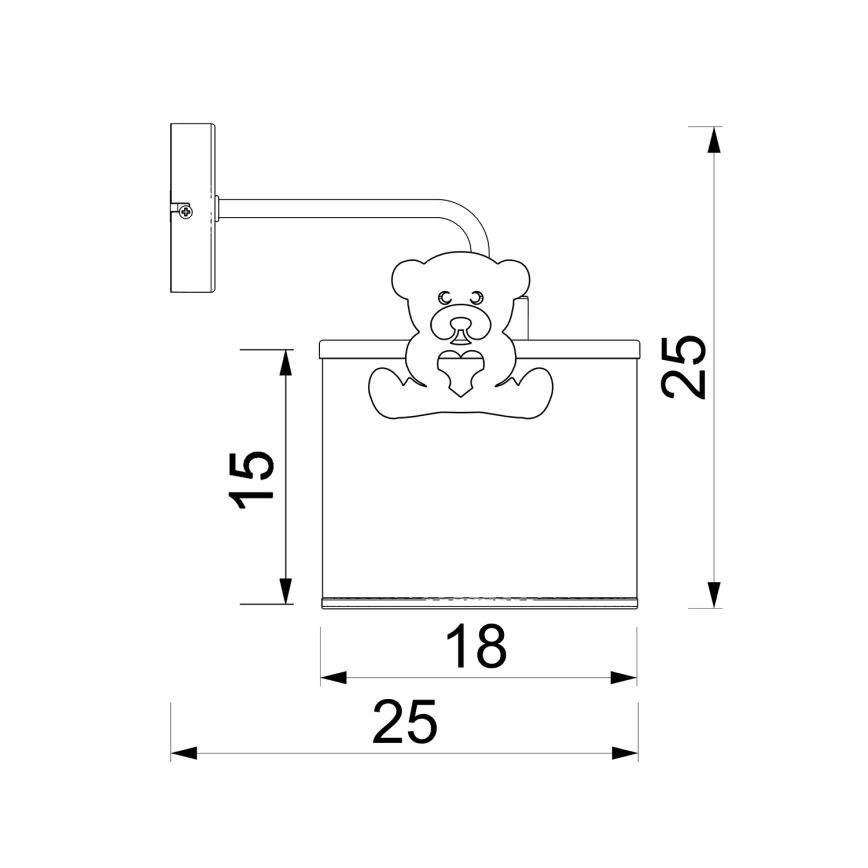 Aplique infantil SWEET 1xE27/15W/230V blanco/rosa/osito
