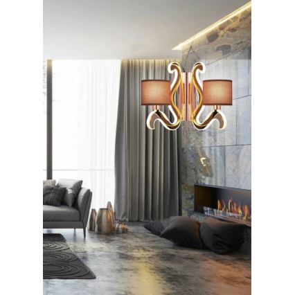 Aplique LED AMBROSIA 2xE14/40W/230V + LED/12,3W cobre