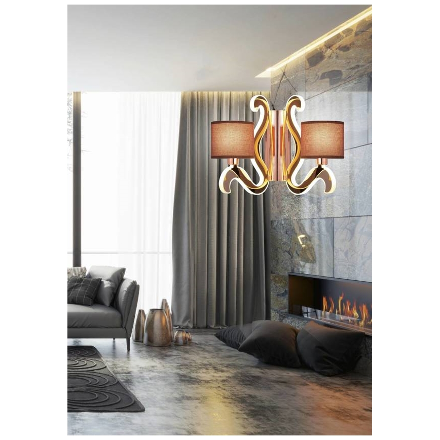 Aplique LED AMBROSIA 2xE14/40W/230V + LED/12,3W cobre