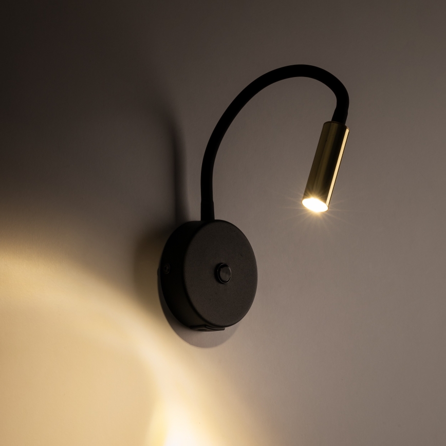 Aplique LED con puerto USB LAGOS 1xG9/3W/5V negro/dorado