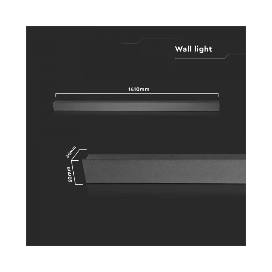 Aplique LED de pared para exterior, 23W, 230V, 4000K, IP65, 141 cm, antracita