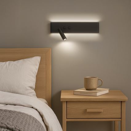 Aplique LED de pared RESORT LED/10W/230V + LED/3W, negro, izquierdo