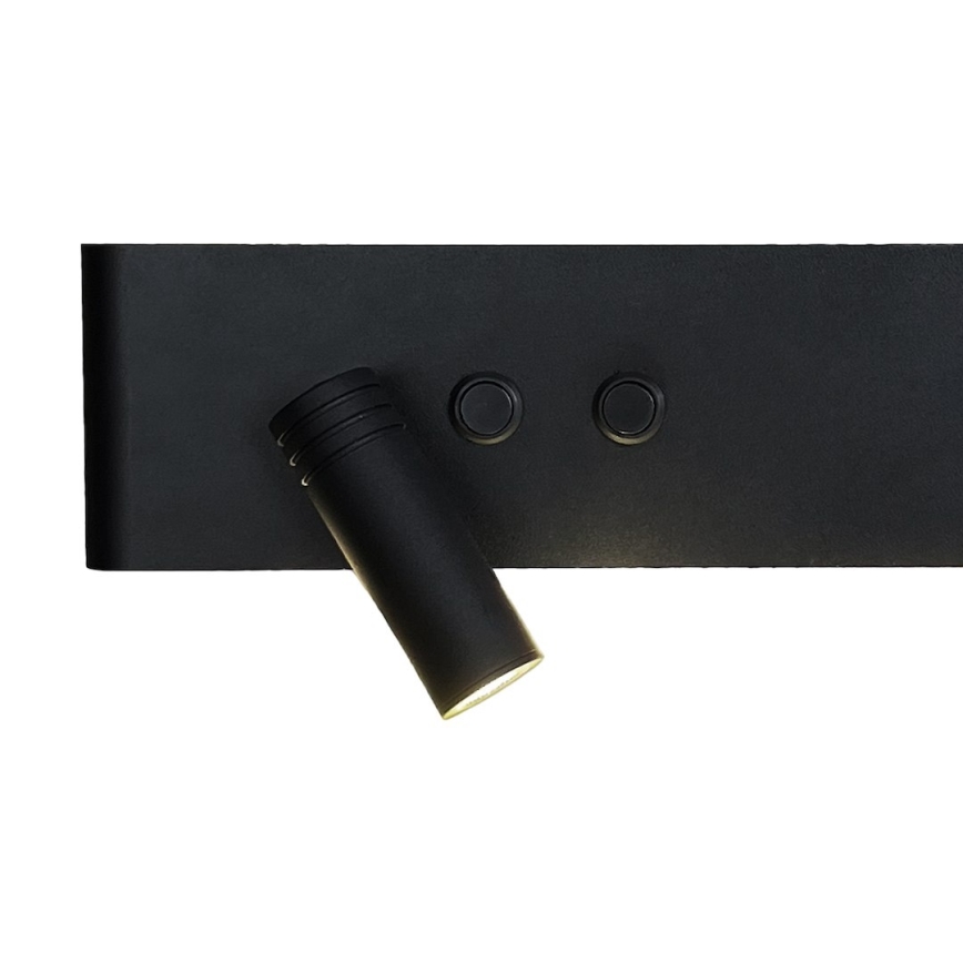 Aplique LED de pared RESORT LED/10W/230V + LED/3W, negro, izquierdo