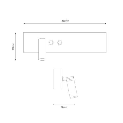 Aplique LED de pared RESORT LED/10W/230V + LED/3W, negro, izquierdo