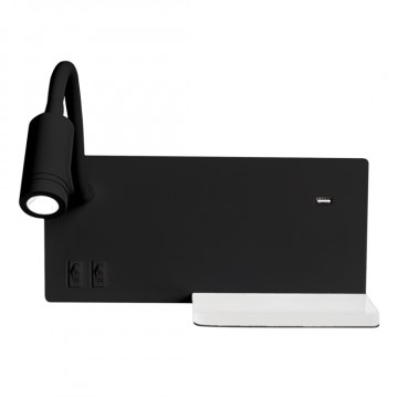 Aplique LED de pared SHELF LED/4W+LED/5W+LED/2W/230V negro