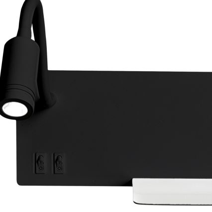 Aplique LED de pared SHELF LED/4W+LED/5W+LED/2W/230V negro