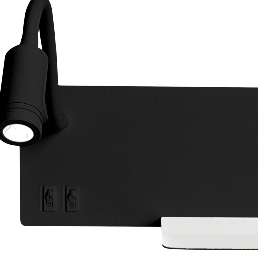 Aplique LED de pared SHELF LED/4W+LED/5W+LED/2W/230V negro