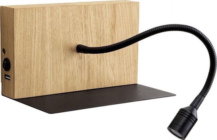 Aplique LED LECTOR LED/2,5W/230V USB roble