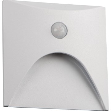 Aplique LED para escaleras con sensor de movimiento y crepuscular EXIN LED/2,5W/230V 3000K IP65 blanco cuadrado