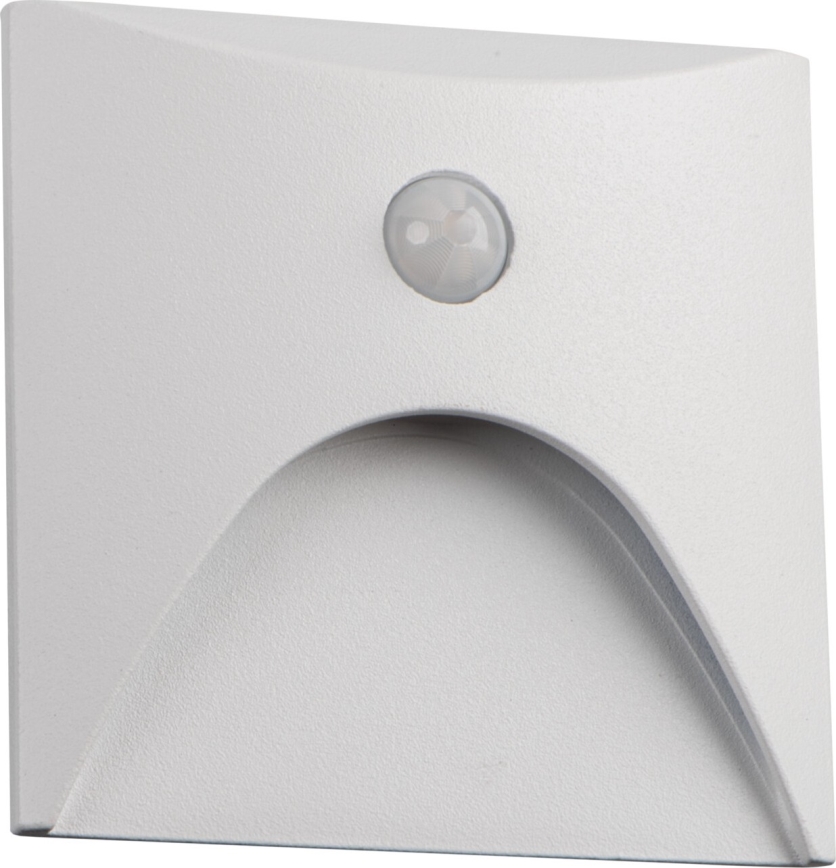 Aplique LED para escaleras con sensor de movimiento y crepuscular EXIN LED/2,5W/230V 3000K IP65 blanco cuadrado