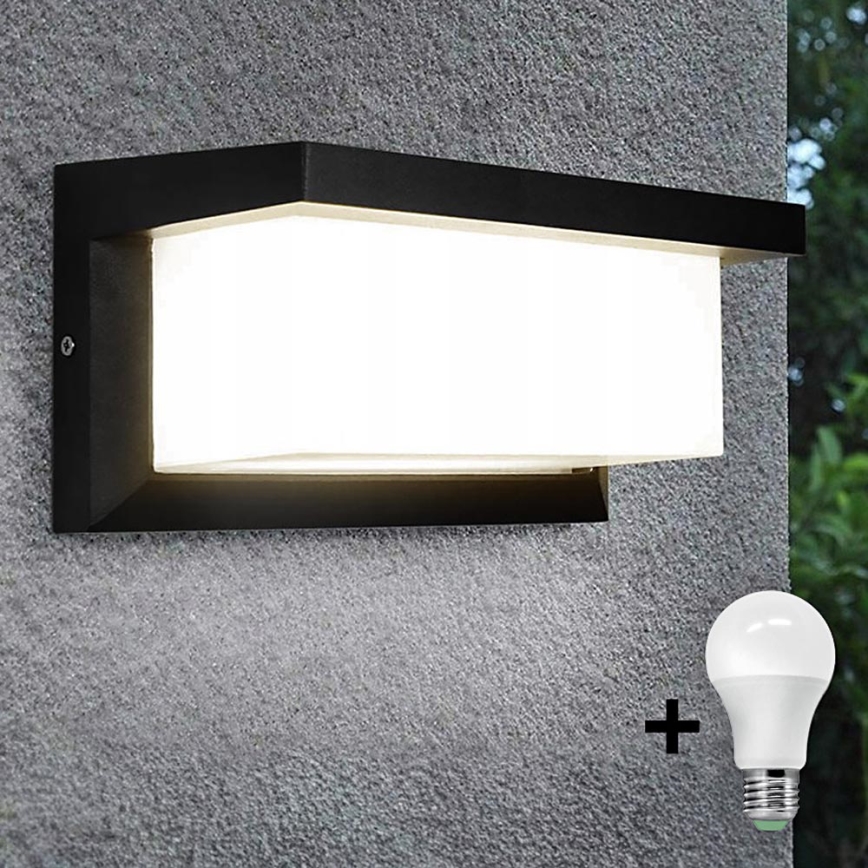 Aplique LED para exterior con bombilla con sensor crepuscular NEELY 1xE27/9W/230V IP54 negro