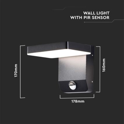 Aplique LED flexible de exterior con sensor LED/17W/230V IP65 3000K negro