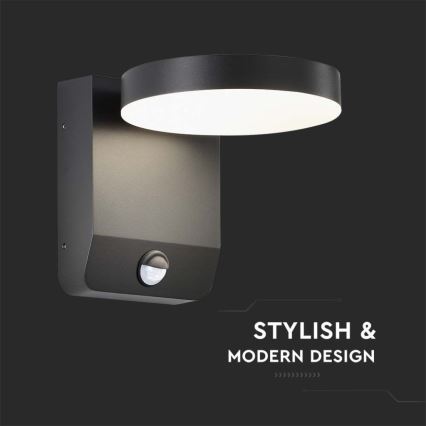 Aplique LED flexible de exterior con sensor LED/17W/230V IP65 4000K negro