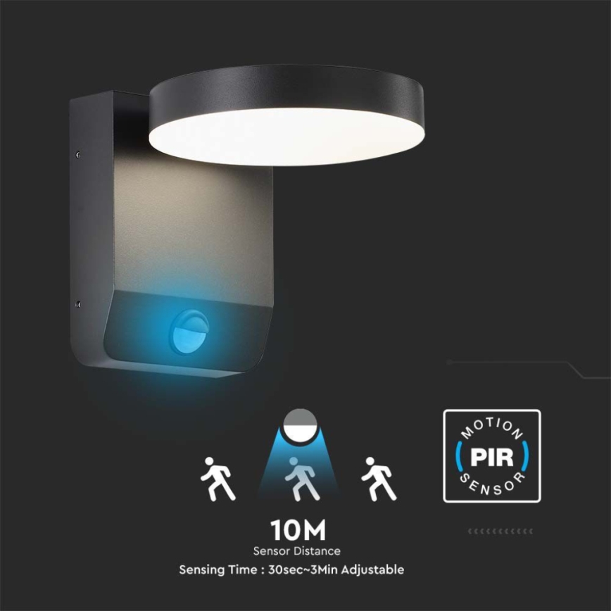 Aplique LED flexible de exterior con sensor LED/17W/230V IP65 4000K negro