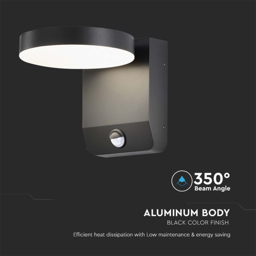Aplique LED flexible de exterior con sensor LED/17W/230V IP65 4000K negro