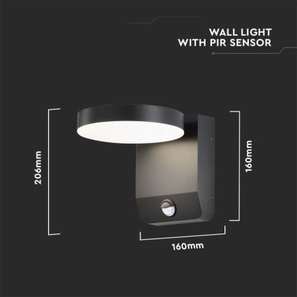 Aplique LED flexible de exterior con sensor LED/17W/230V IP65 4000K negro