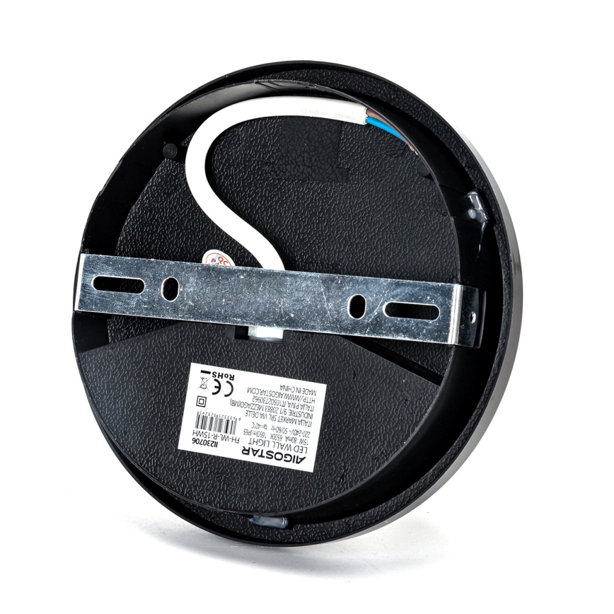 Aplique LED para exterior LED/15W/230V 6500K diá. 15,5 cm negro IP65