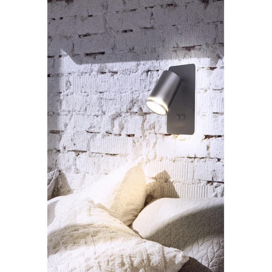 Aplique LED PARIS 1xGU10/10W/230V + LED/6W/230V negro