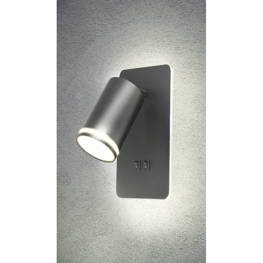 Aplique LED PARIS 1xGU10/10W/230V + LED/6W/230V negro