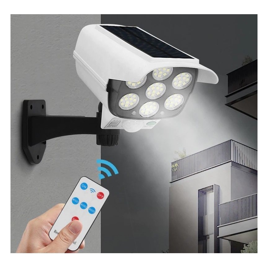 Cámara de seguridad falsa solar LED con sensor KAMERA LED/1W/3,7V 1200 mAh IP44 + mando a distancia