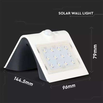 Aplique LED solar con sensor LED/1.5W/3,7V IP65 1200 mAh