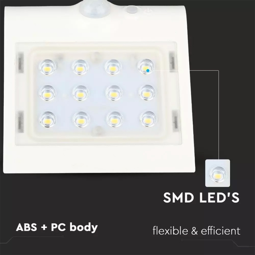 Aplique LED solar con sensor LED/1.5W/3,7V IP65 1200 mAh