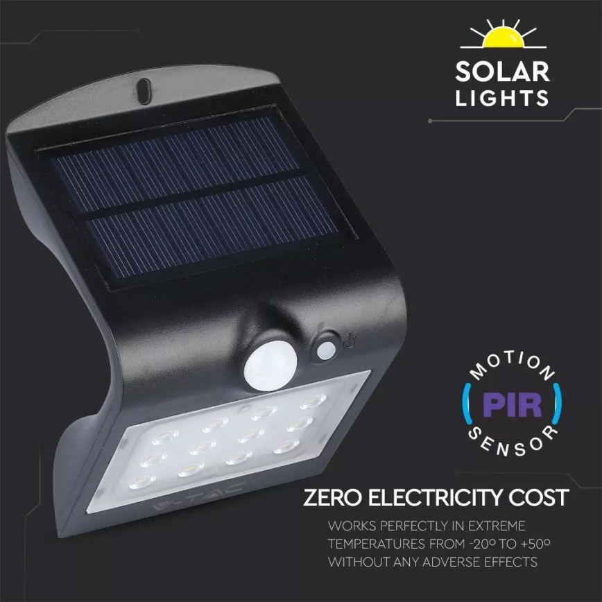 Aplique LED solar con sensor LED/1.5W/3,7V IP65 1200 mAh