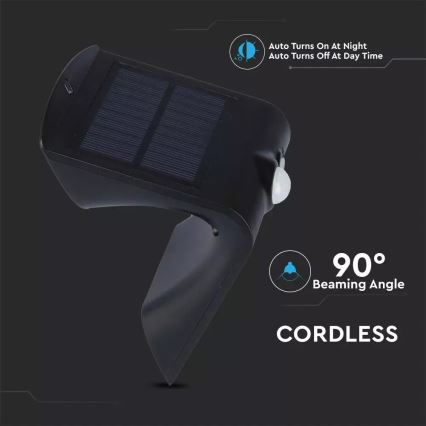Aplique LED solar con sensor LED/1.5W/3,7V IP65 1200 mAh