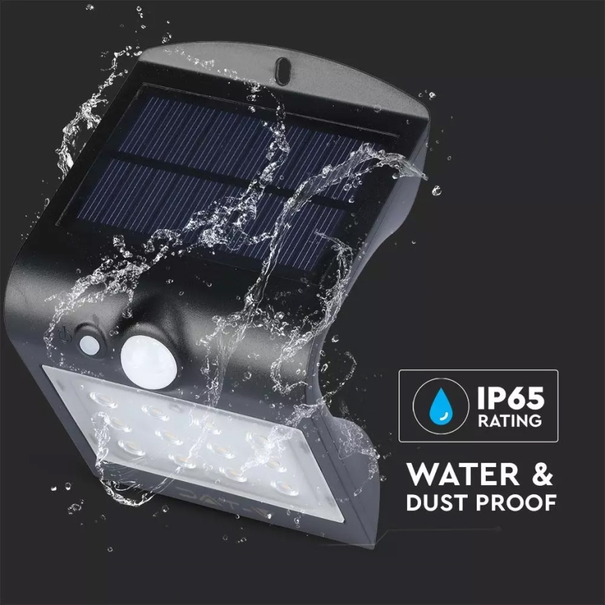 Aplique LED solar con sensor LED/1.5W/3,7V IP65 1200 mAh