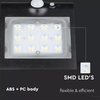 Aplique LED solar con sensor LED/1.5W/3,7V IP65 1200 mAh