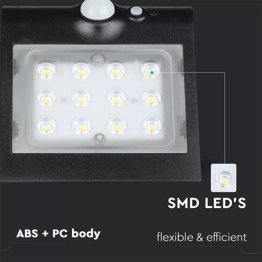 Aplique LED solar con sensor LED/1.5W/3,7V IP65 1200 mAh