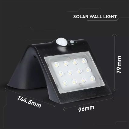 Aplique LED solar con sensor LED/1.5W/3,7V IP65 1200 mAh