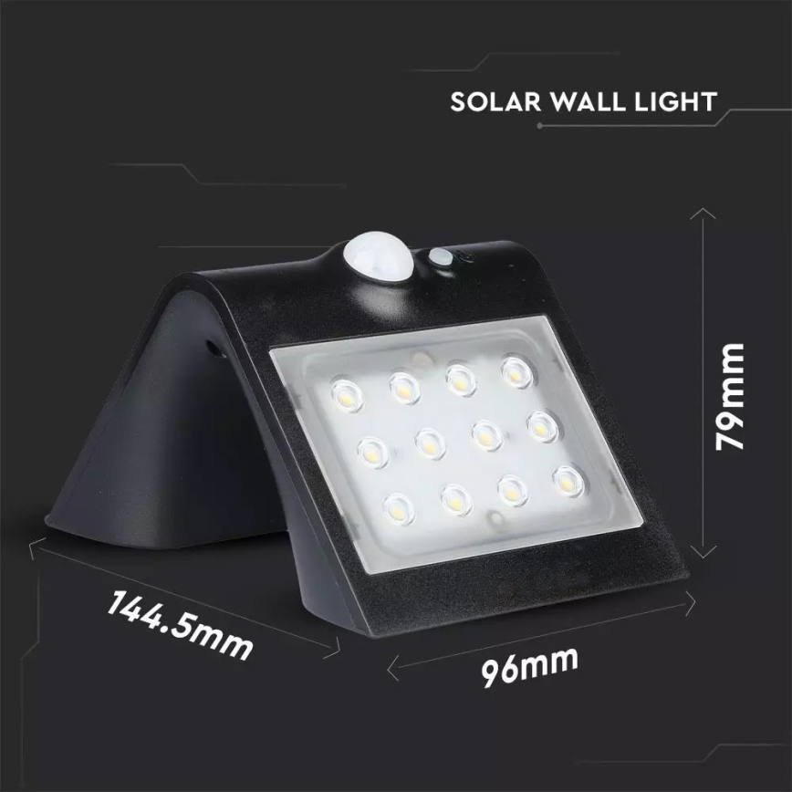 Aplique LED solar con sensor LED/1.5W/3,7V IP65 1200 mAh